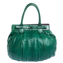 Zagliani Green Python Puffy Hobo