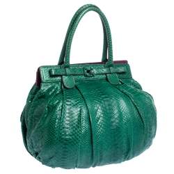 Zagliani Green Python Puffy Hobo