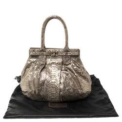 Zagliani Metallic Python Small Puffy Hobo