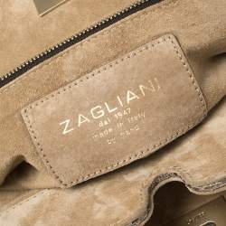 Zagliani Metallic Python Small Puffy Hobo