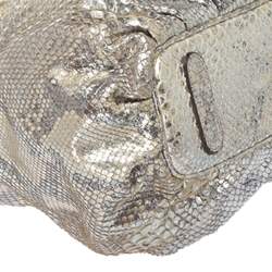 Zagliani Silver Python Top Zip Tote
