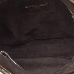 Zagliani Silver Python Top Zip Tote