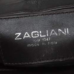 Zagliani Silver Python Turnlock Clutch 