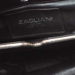 Zagliani Silver Python Turnlock Clutch 