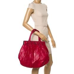 Zagliani Red Python Puffy Hobo
