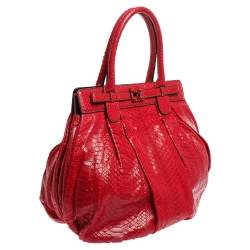 Zagliani Red Python Puffy Hobo