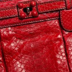 Zagliani Red Python Puffy Hobo