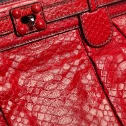 Zagliani Red Python Puffy Hobo
