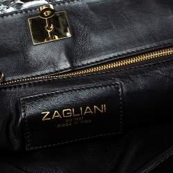Zagliani Silver Python Puffy Hobo