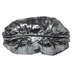 Zagliani Silver Python Puffy Hobo