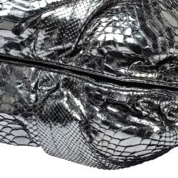 Zagliani Silver Python Puffy Hobo
