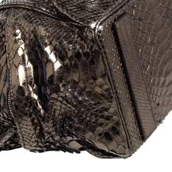 Zagliani Metallic Green Python Drawstring Hobo