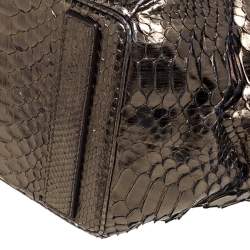 Zagliani Metallic Green Python Drawstring Hobo