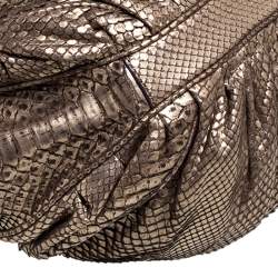 Zagliani Metallic Light Gold Python Knotted Handle Hobo