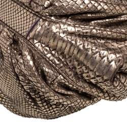 Zagliani Metallic Light Gold Python Knotted Handle Hobo