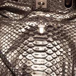 Zagliani Metallic Light Gold Python Knotted Handle Hobo