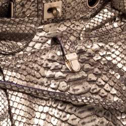 Zagliani Metallic Light Gold Python Knotted Handle Hobo