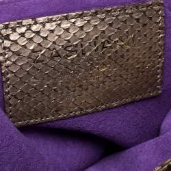 Zagliani Metallic Light Gold Python Knotted Handle Hobo