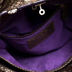 Zagliani Metallic Light Gold Python Knotted Handle Hobo