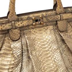 Zagliani Metallic Gold Python Puffy Hobo