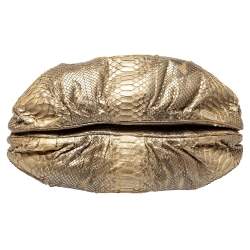 Zagliani Metallic Gold Python Puffy Hobo