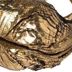 Zagliani Metallic Gold Python Puffy Hobo