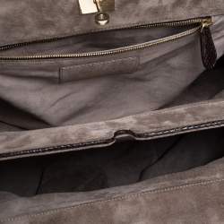 Zagliani Metallic Bronze/Brown Gold Python Puffy Hobo