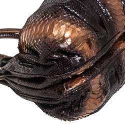 Zagliani Metallic Bronze/Brown Gold Python Puffy Hobo