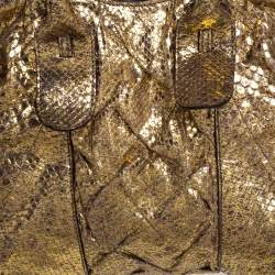 Zagliani Metallic Gold Python Top Zip Tote