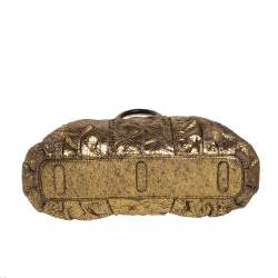 Zagliani Metallic Gold Python Top Zip Tote