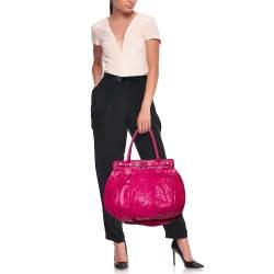 Pre Owned Zagliani Pink Python Puffy Hobo