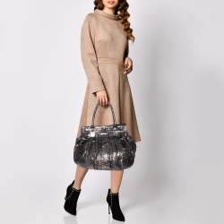 Zagliani Metallic Python Puffy Hobo