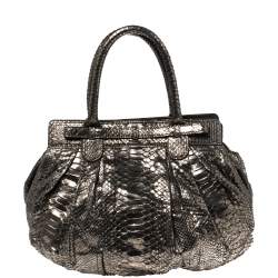 Zagliani Metallic Python Puffy Hobo