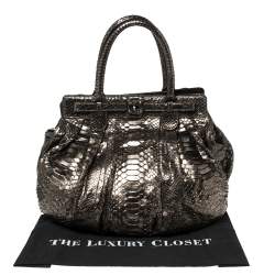 Zagliani Metallic Python Puffy Hobo