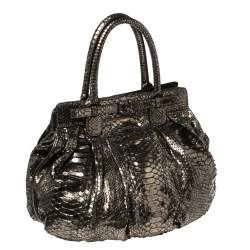 Zagliani Metallic Python Puffy Hobo