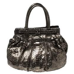 Zagliani Metallic Python Puffy Hobo