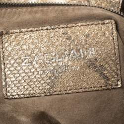 Pre Owned Zagliani Gold Metallic Python Pleated Shoulder Bag