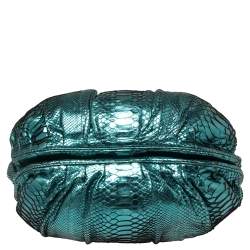 Zagliani Metallic Turquoise Python Puffy Hobo