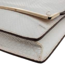 Zagliani White Python Flap Clutch
