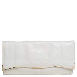 Zagliani White Python Flap Clutch