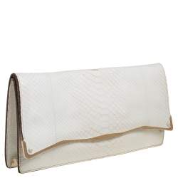 Zagliani White Python Flap Clutch