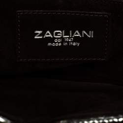 Zagliani Metallic Silver Python Puffy Hobo