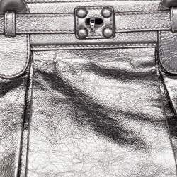 Zagliani Metallic Grey Pewter Satchel