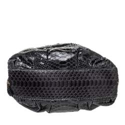 Zagliani Black Python Leather Satchel