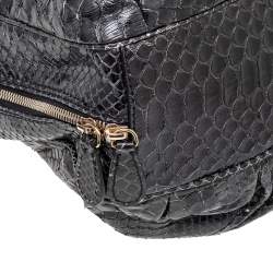 Zagliani Black Python Leather Satchel