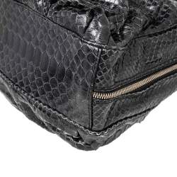 Zagliani Black Python Leather Satchel