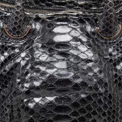 Zagliani Black Python Leather Satchel