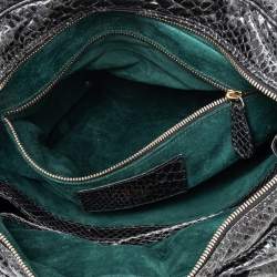 Zagliani Black Python Leather Satchel