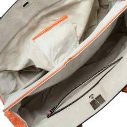 Zagliani Orange Python Leather Puffy Satchel