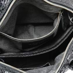 Zagliani Black Python Leather Zip Satchel